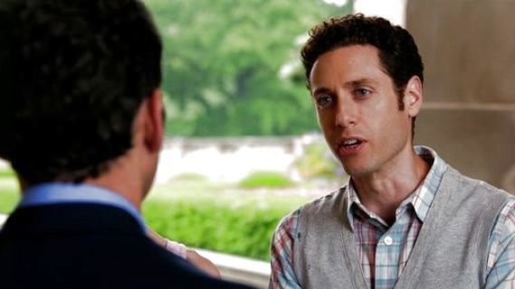 Dr. Hank Lawson's Indian cotton shirt in sail blue plaid on Royal Pains