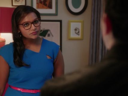 Dr. Mindy Lahiri's Barkis Wool Crepe Sheath Dress, Azure on The Mindy Project