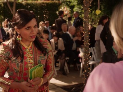 Dr. Mindy Lahiri's Printed silk-crepe gown on The Mindy Project