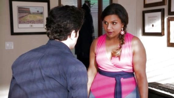 Dr. Mindy Lahiri's Sady color-block jersey-crepe wrap dress on The Mindy Project