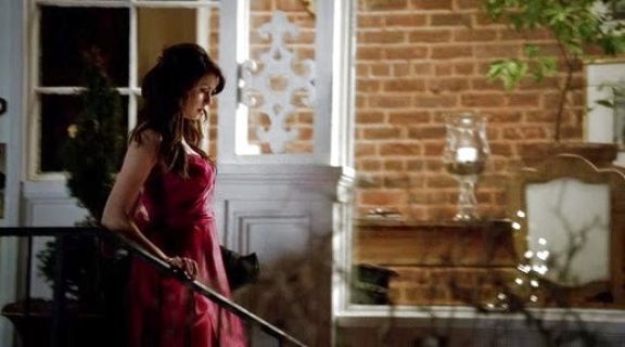 Elena Gilbert's Printed Sweetheart Ball Gown on The Vampire Diaries