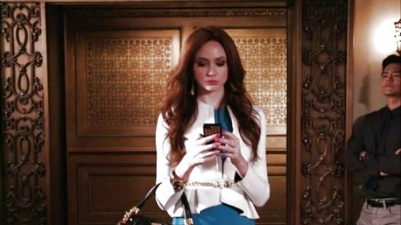 Eliza Dooley's Bonded Peplum Jacket on Selfie