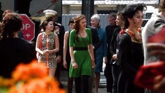 Emery Whitehill's Square Neck Wave Knit Dress on Star Crossed