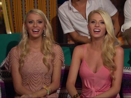 Emily Ferguson's Pink Lace Crop Top and Skirt on Bachelor in Paradise