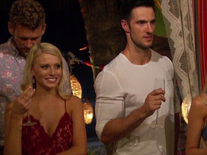 Emily Ferguson's Red Lace Floral Dress on Bachelor in Paradise