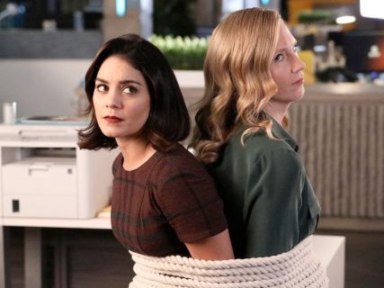 Emily Locke's Maroon Check Dress on Powerless