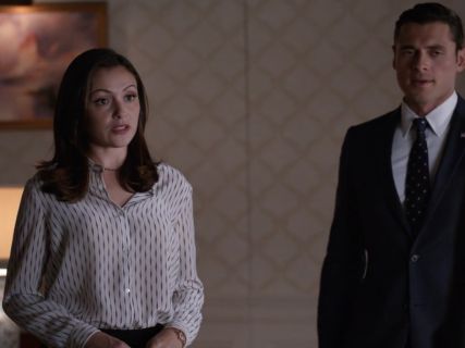 Emily Rhodes's 'Fantasy' Silk Shirt on Designated Survivor