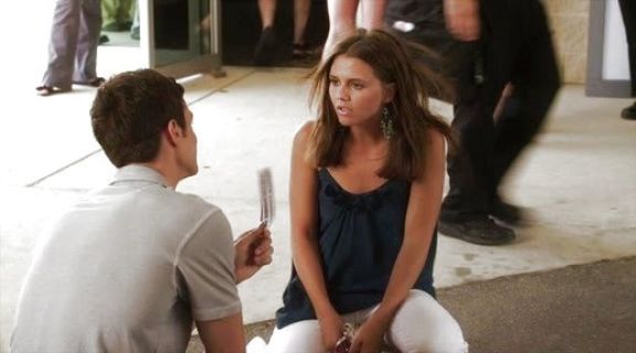 Emma Becker/Sutton Mercer's Teal Silk Rosette Blouse on The Lying Game