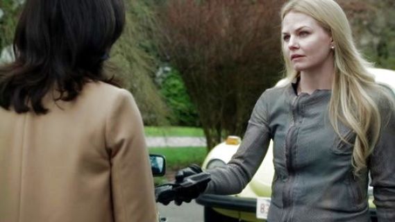 Emma Swan's Ria Snake Print Leather Jacket on Once Upon A Time 