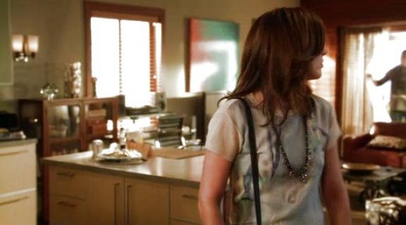 Erin Silver's Faded Violet Kodo Top with Blush Knit Back on 90210