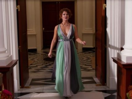 Evelyn Powell's Colorblock Stripe Chiffon Gown on Devious Maids