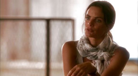 Fiona Glenanne's Grey and White Scarf on Burn Notice