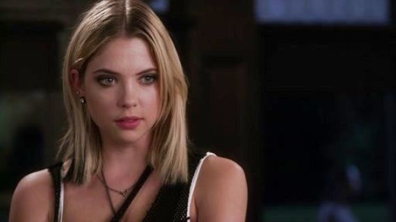 Hanna Marin's Asymmetric Fit Net Tank Top on Pretty Little Liars