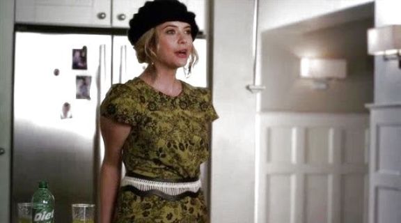 Hanna Marin's Lace Placement Twist Dress on Pretty Little Liars