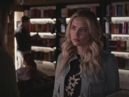 Hanna Marin's Mint Leather Jacket and Floral Top on Pretty Little Liars