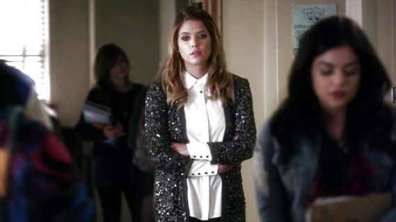 Hanna Marin's Paulie Long Sequin Jacket on Pretty Little Liars