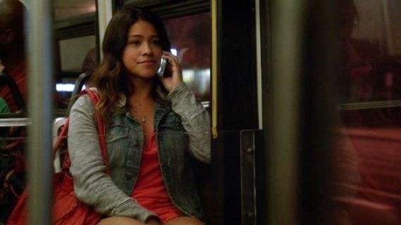 Jane Villanueva's Denim and Knit Hooded Jacket on Jane the Virgin