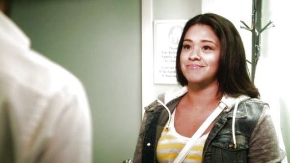 Jane Villanueva's Denim and Knit Hooded Jacket on Jane the Virgin