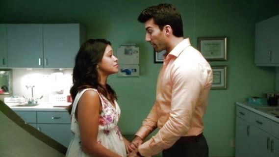 Jane Villanueva's Printed Check Chiffon Dress on Jane the Virgin