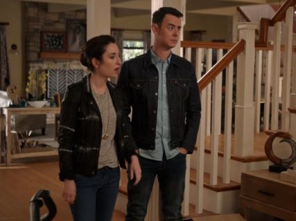 Jen Short's Tie Dye Leather Jacket on Life In Pieces