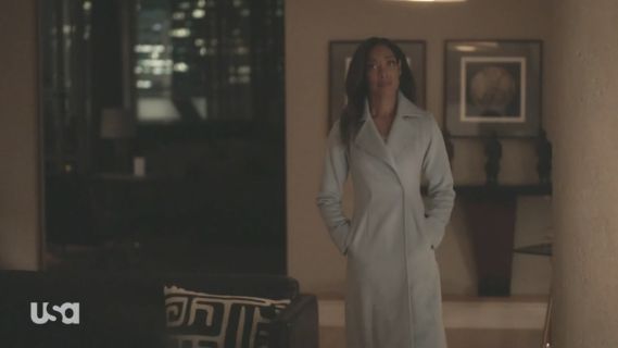 Jessica Pearson's Belted camel hair coat on Suits