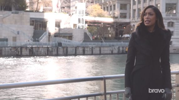 Jessica Pearson's embellished button coat on Suits