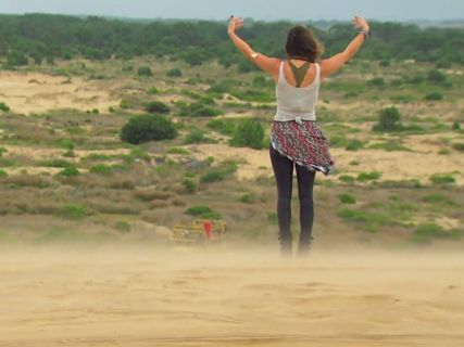 Jojo Fletcher's Lace Halter Bralette and Leather Leggings on The Bachelorette