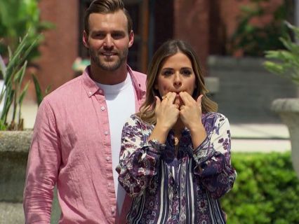 Jojo Fletcher's Purple and White Paisley Romper on The Bachelorette