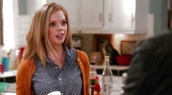 June Colburn's Dotted Chambray Boyshirt on Don't Trust the B---- in Apartment 23