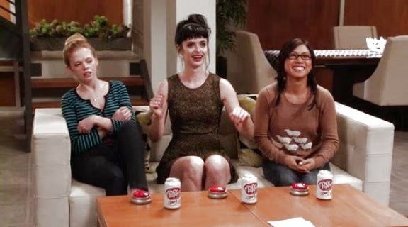 June Colburn's Stripe henley with gold buttons on Don't Trust the B---- in Apartment 23