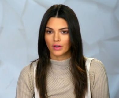 Kendall Jenner's Aline rib light beige turtleneck on Keeping Up With The Kardashians