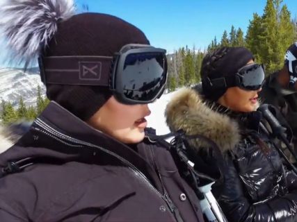 Kim Kardashian's Black Quilted Fur Collar Jacket on Keeping Up With The Kardashians