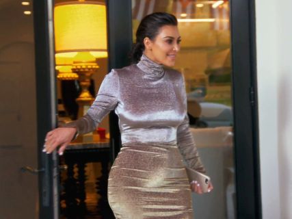 Kim Kardashian's Metallic Turtleneck Dress on Keeping Up With The Kardashians