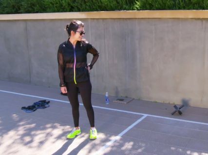 Kourtney Kardashian's Black Mesh Rainbow Zip Jacket on Keeping Up With The Kardashians