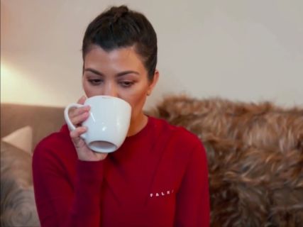 Kourtney Kardashian's Red Long Sleeve Ski Top on Keeping Up With The Kardashians