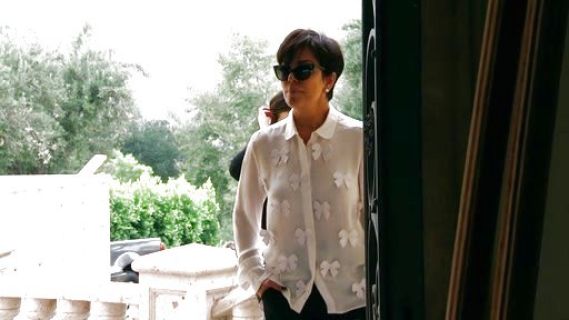 Kris Jenner's Bow Applique Silk Shirt on Keeping Up With The Kardashians