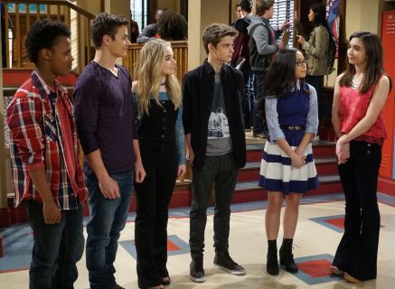 Maya Hart's Overalls and Off-The-Shoulder Lace Top on Girl Meets World