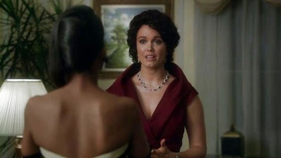 Mellie Grant's Sleeveless Shawl-Collar Mermaid Gown in Wine on Scandal