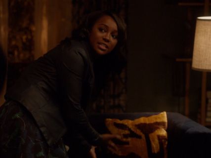 Michaela Pratt's Knit-Collar Leather Jacket on How to Get Away With Murder