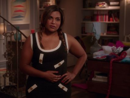 Mindy Lahiri's Polka Dot Button Trim Dress on The Mindy Project