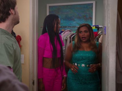 Mindy Lahiri's Teal Lace Dress on The Mindy Project