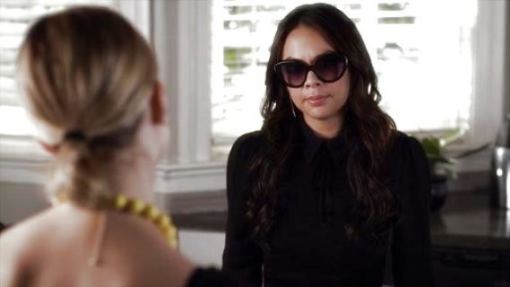 Mona Vanderwaal's Flared Dress with Collar and Bow on Pretty Little Liars
