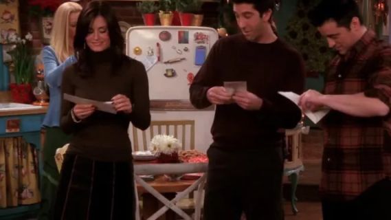 Monica Geller's Brown Velvet Paneled Midi Skirt - Friends