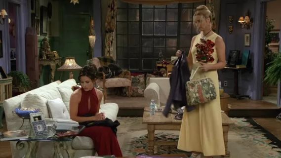 Monica Geller's High Neck Sleeveless Evening Dress in Red - Friends