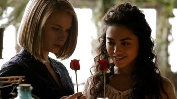 Monique Deveraux's Pintucked Pleat Extreme Hi Lo Hem Blouse on The Originals