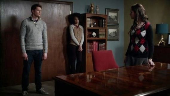 Olivia Matheson's Pima Cotton Argyle V-Neck Sweater on Ravenswood