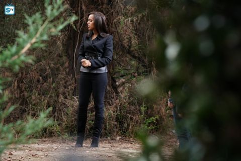 Olivia Pope's Belted Leather Peplum Wrap Jacket, Black on Scandal