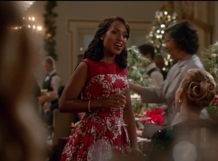 Olivia Pope's Fit-&-Flare Rose-Print Cocktail Dress, Red Rose/White on Scandal