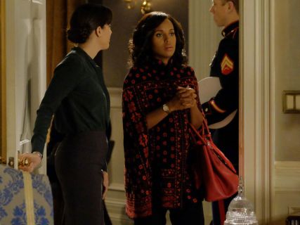 Olivia Pope's floral jacquard knit cape on Scandal
