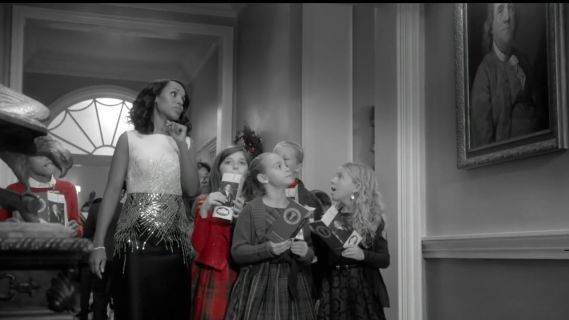 Olivia Pope's Mikado Two-Tone Beaded Cocktail Dress, Ivory/Black on Scandal